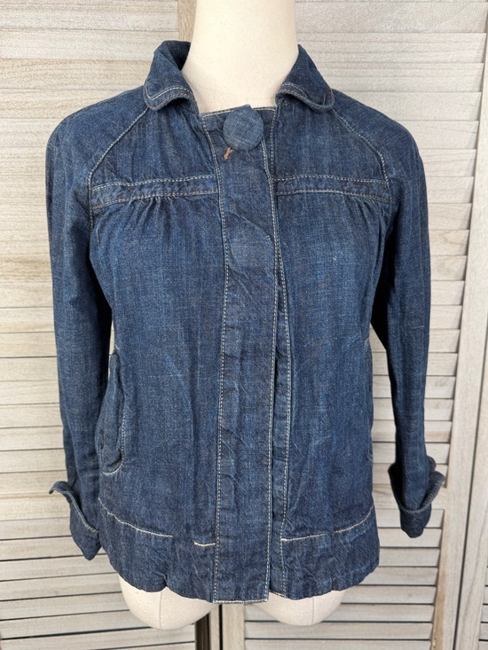 Dkny Jackets & Blazers - DKNY JEANS Women's Dark Wash Jean Jacket Peter Pan Collar Button Front-XS